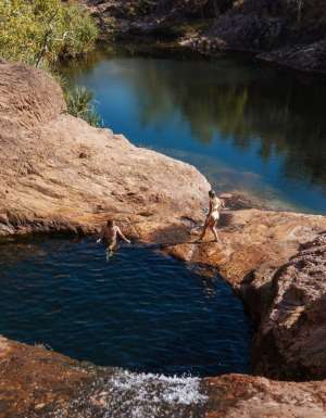 dipping in a waterhole at Surprise Creek Falls, Litchfield, NT