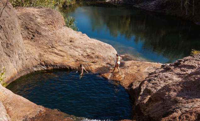 dipping in a waterhole at Surprise Creek Falls, Litchfield, NT