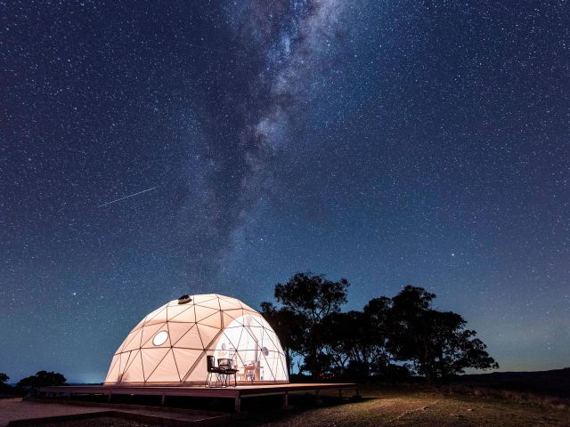 Hideaway Domes Mudgee under the starry night sky