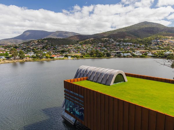 the external shot of Museum of Old and New Art (MONA) Pharos Lawn, Tas
