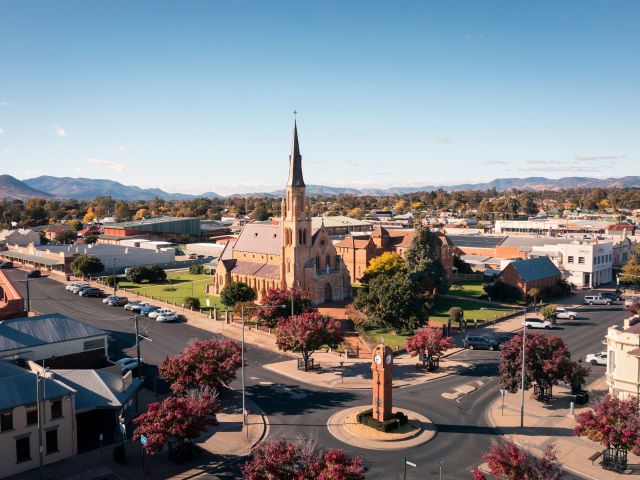 aerial of mudgee town centre