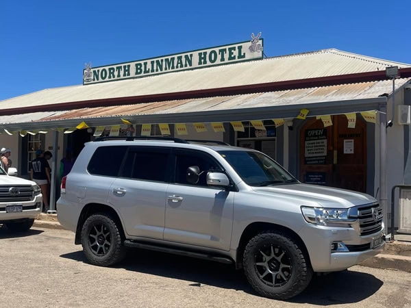 a vehicle parked outside The North Blinman Hotel, Flinders Ranges