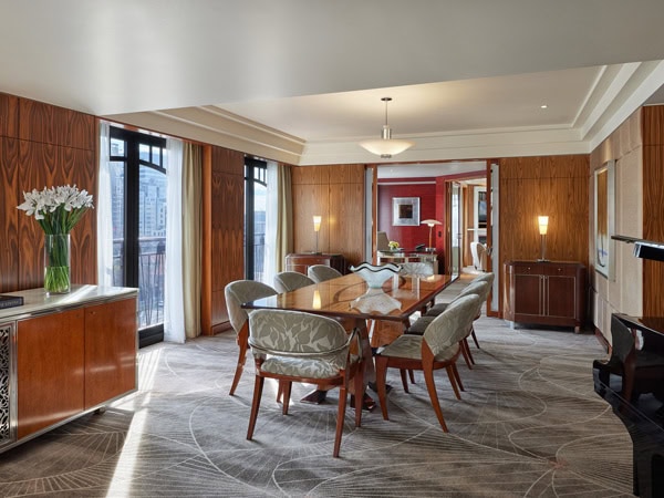 the elegant dining at the Presidential Suite, Park Hyatt Melbourne