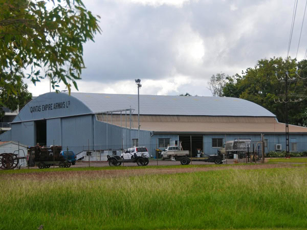 an external shot of the Qantas Guinea Airways Hangar, NT