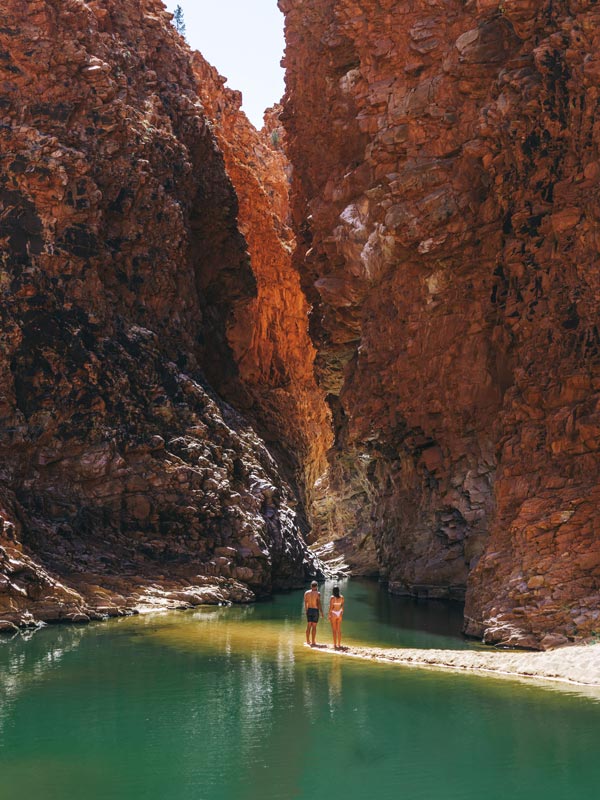 a couple relaxing at Redbank Gorge