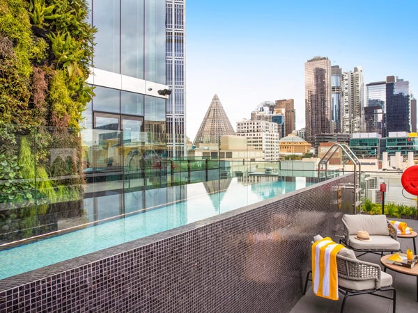 the rooftop plunge pool at voco Melbourne Central