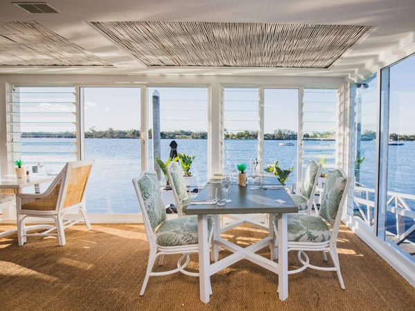 the riverfront dining at Whalebone Wharf across Hastings River