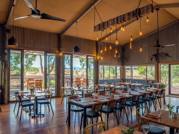 the dining area at Woolshed Restaurant, Flinders Ranges