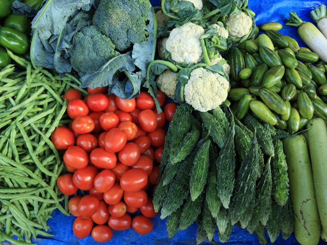 fresh vegetables on offer at City Centre Sunday Markets, Coffs Harbour
