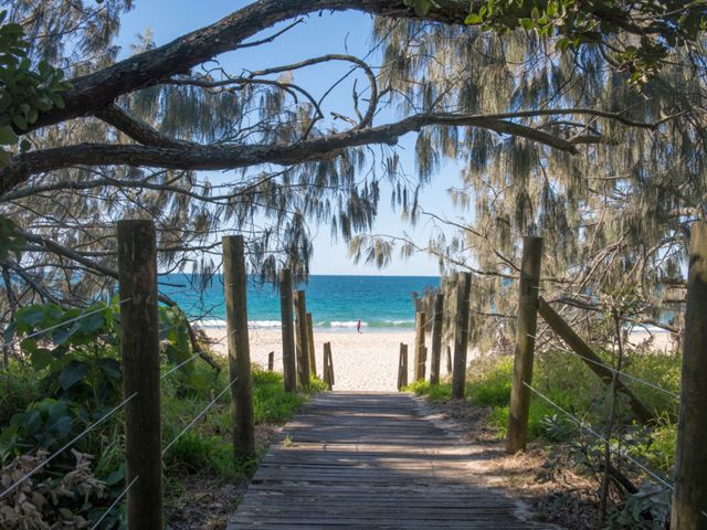 the beach next to Mooloolaba Beach Holiday Park