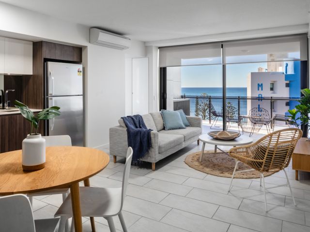 a modern apartment with sea views at First Light Mooloolaba