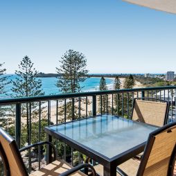 stunning sea views from the balcony of an apartment at The Peninsular Mooloolaba