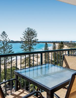 stunning sea views from the balcony of an apartment at The Peninsular Mooloolaba