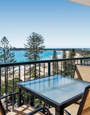 stunning sea views from the balcony of an apartment at The Peninsular Mooloolaba