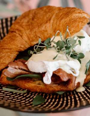 the croissant special at De Ja Vu Cafe & Bar, Mooloolaba