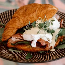 the croissant special at De Ja Vu Cafe & Bar, Mooloolaba