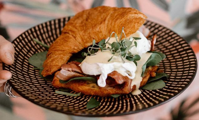 the croissant special at De Ja Vu Cafe & Bar, Mooloolaba
