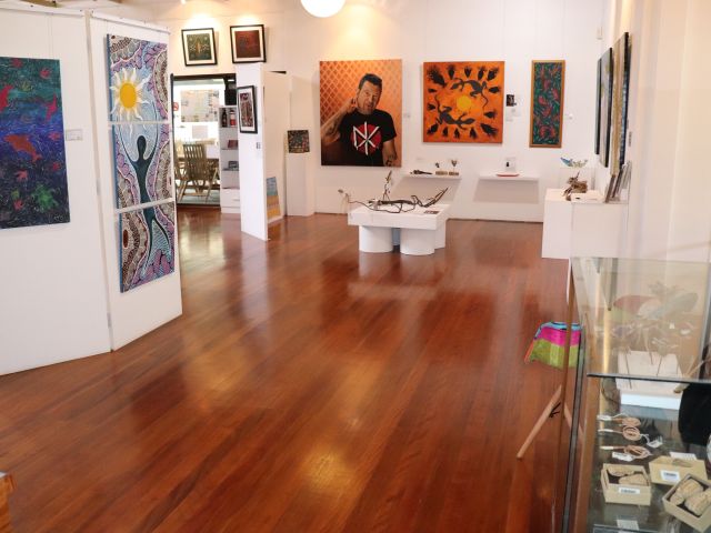 inside the Wadjar Regional Indigenous Gallery, Yarrawarra Aboriginal Cultural Centre, Coffs Harbour