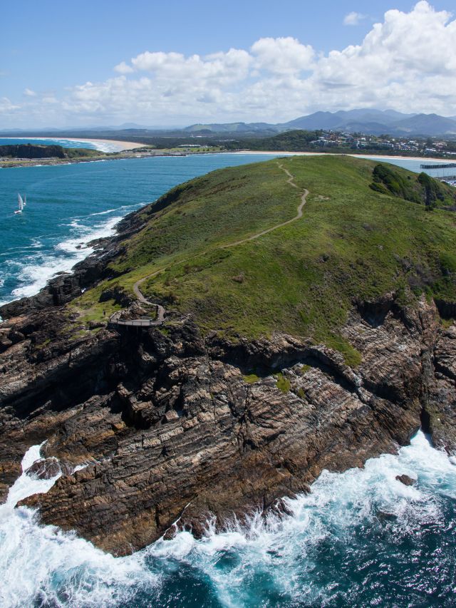 an aerial view of aerial of Muttonbird Island Nature Reserve, Coffs Harbour
