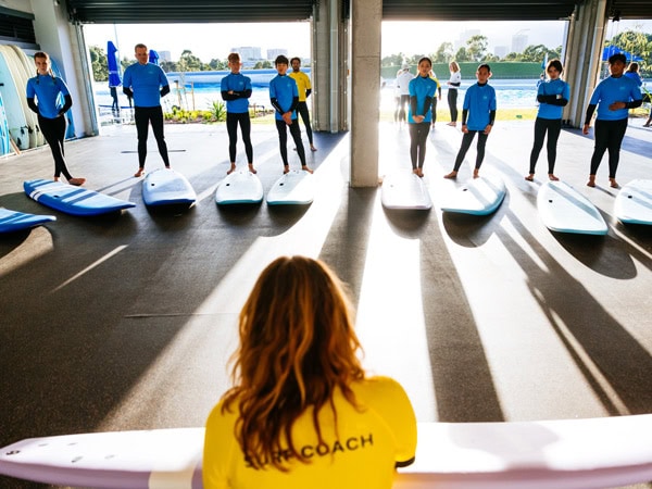 a group mind-body session at Urbnsurf Sydney