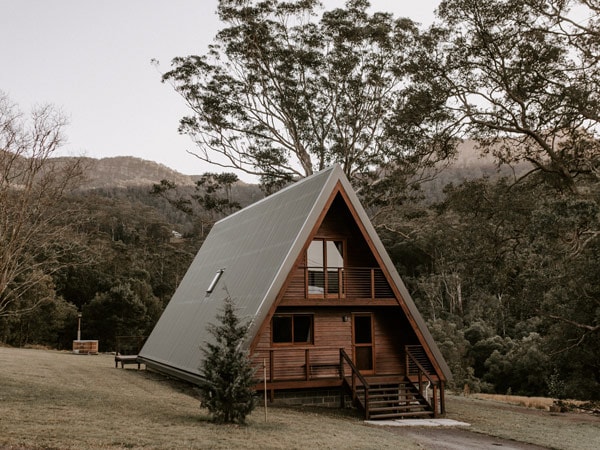 the cabin exterior of Aframe Kangaroo Valley