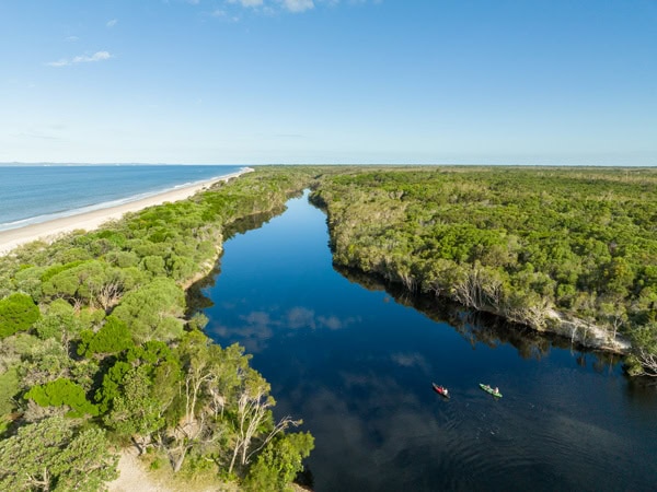 an aerial view of Bribie Island
