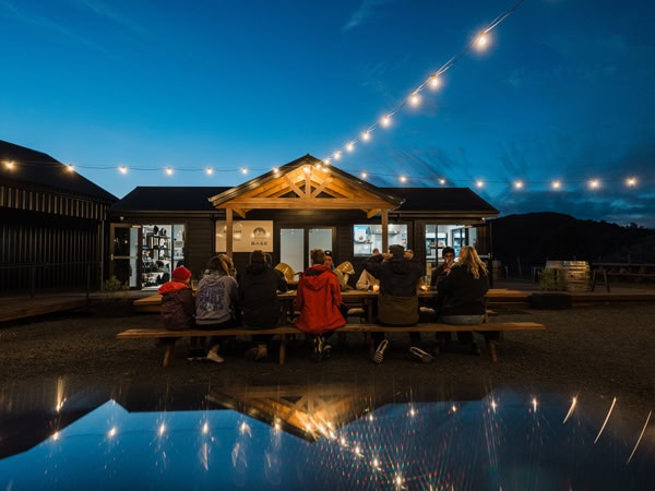 the Ben Lomond Alpine Resort festooned with fairy lights at night