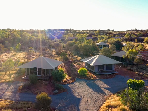 an aerial view of the glamping tents at Discovery Resorts - Kings Canyon
