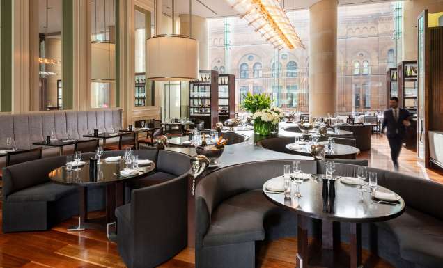 interior of glass brasserie