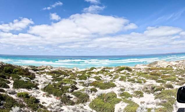 Sand dunes and ocean in Port Lincoln, Eyre Peninsula