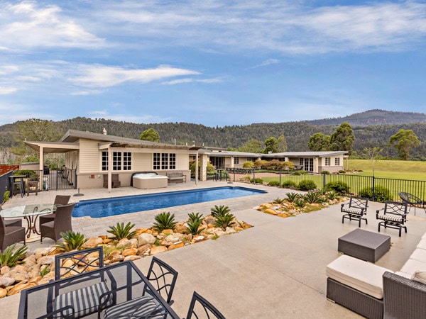 the pool area at Lake David Luxury Lake House