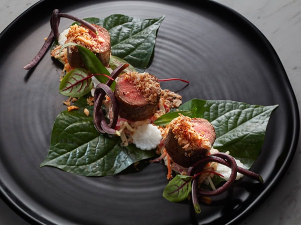 Close up of a dish at Treehouse Restaurant that uses local ingredients.