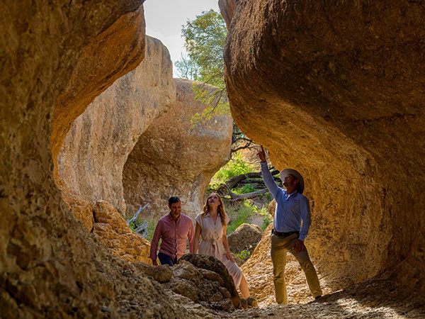 Rangelands Outback Camp tour guide showing guests around