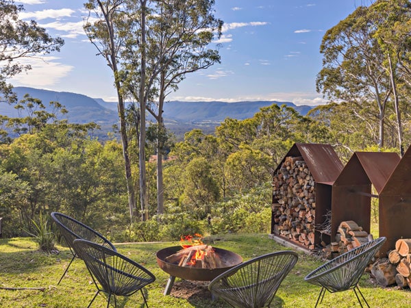 a bonfire setup with nature views at Sky Ridge, Kangaroo Valley