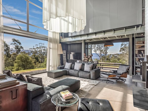 the living room interior of Sky Ridge, Kangaroo Valley