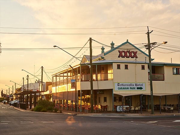 tattersalls hotel exterior at sunset winton