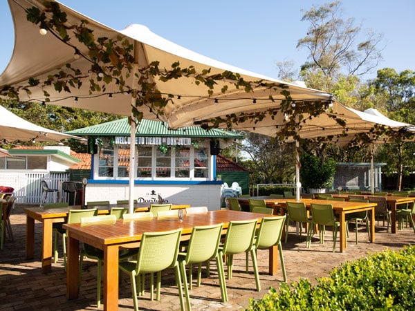 an al fresco seating area at The Greens, NSW