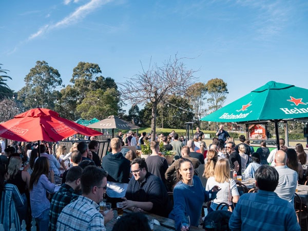 a crowded venue during the Christmas in July event at The Greens, NSW