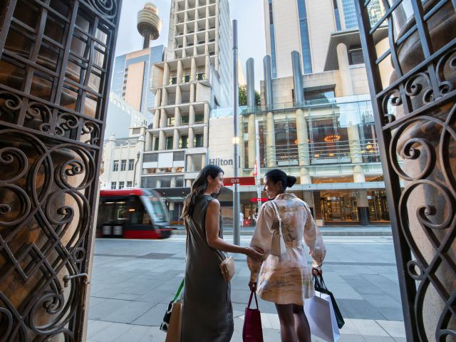view of hilton sydney from the queen victoria building