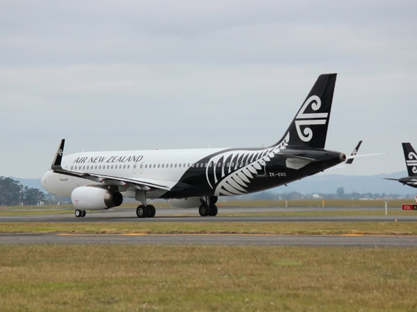a plane of Air New Zealand about to take off