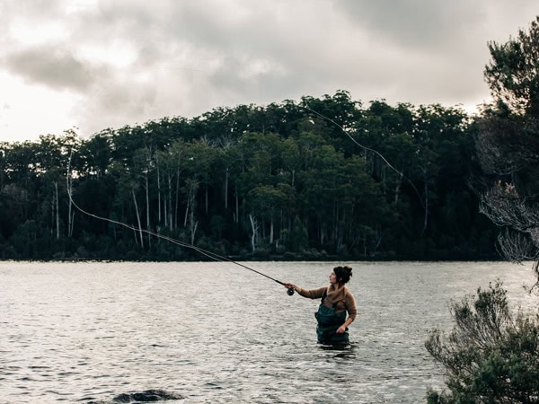 Analiese Gregory fishing in the Huon Valley