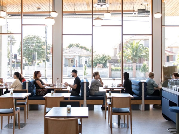 people dining inside Bellboy Cafe in Melbourne, Vic