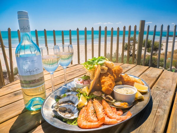 a seafood platter with sea views at Caledonian Inn