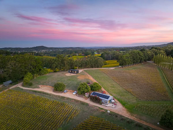 an aerial view of Espira, Ashton surrounded by vineyards