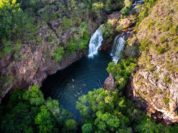 an aerial view of Florence Falls in Litchfield National Park