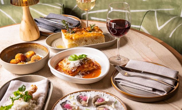 table full of dishes at Folk Lounge & Dining at Tradies Gymea