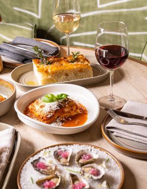 table full of dishes at Folk Lounge & Dining at Tradies Gymea