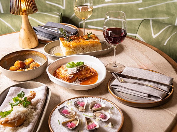 table full of dishes at Folk Lounge & Dining at Tradies Gymea