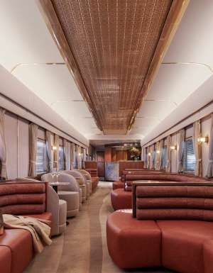 Guest lounge of the new Gold Premium Class on The Ghan