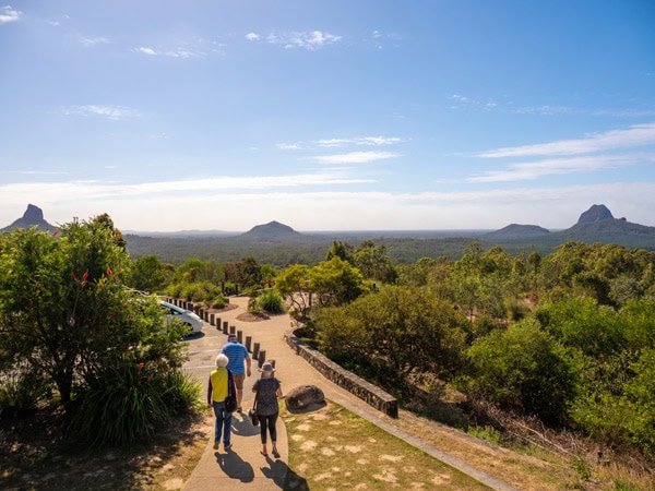 people heading towards the Glass House Mountains Lookout
